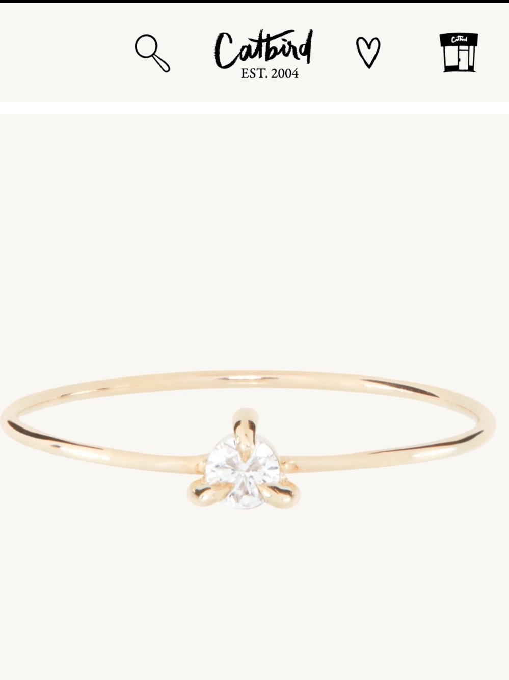 Catbird Diamond Fizz Ring Sparkler 3mm Size 7